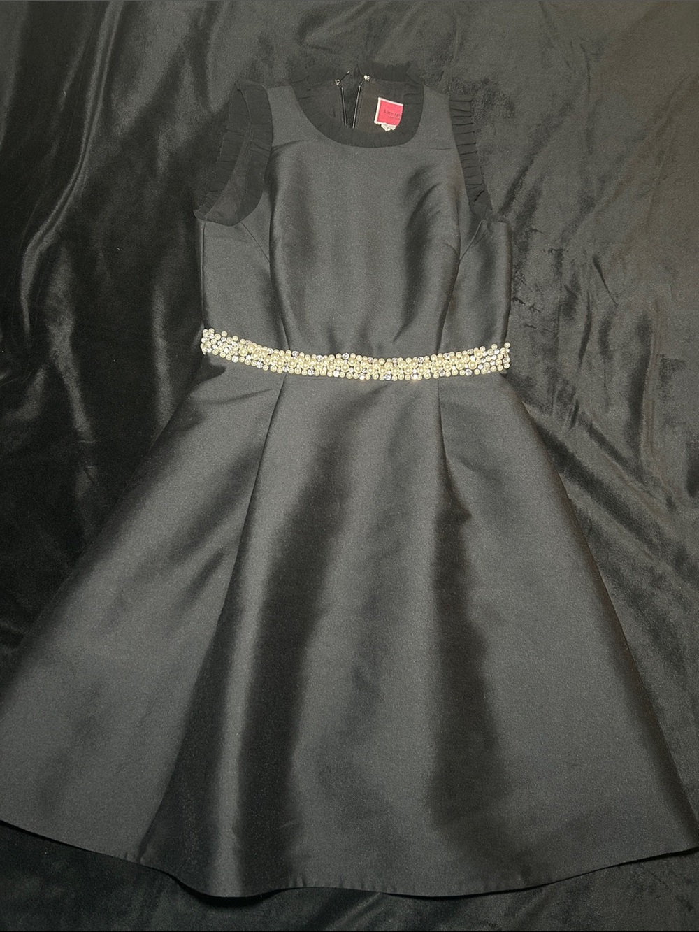 Kate Spade Black Pearl-Trim Party Dress